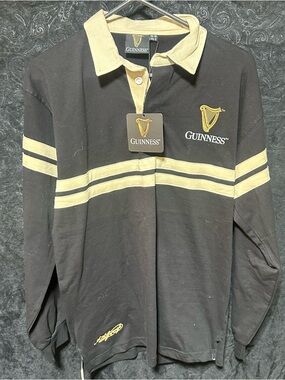 NWT! Guinness Black & Cream Rugby Jersey Uni Sex Officially Licensed Sz S